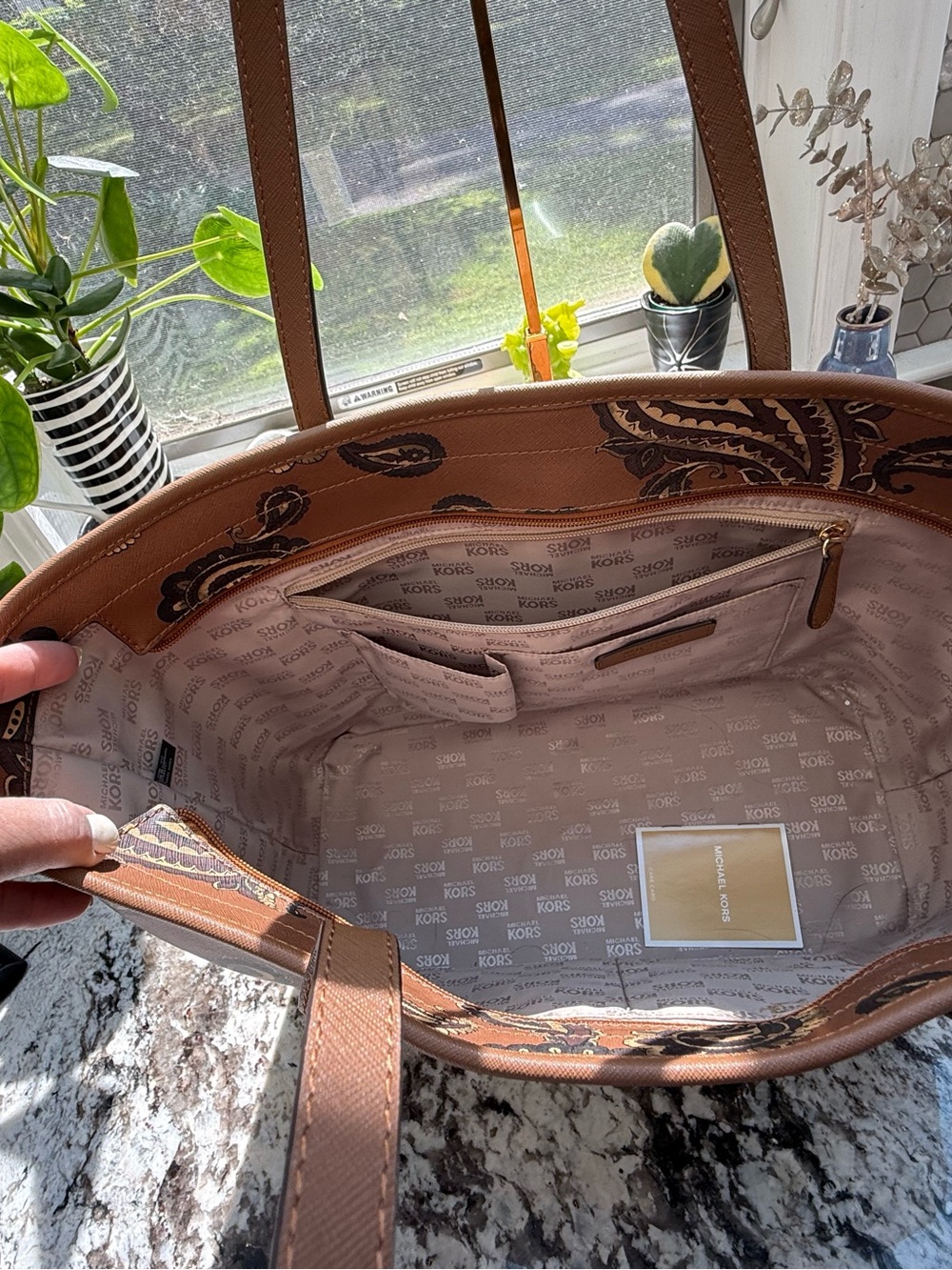 Michael Kors Brown Paisley Tote Bag - Picture 4 of 7